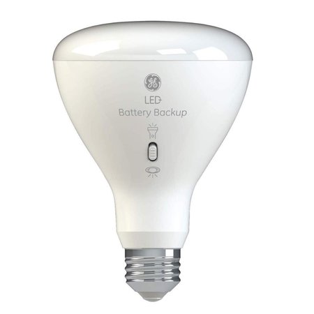 GENERAL ELECTRIC 8W BR30 Medium LED Battery Backup Light Bulb, Soft White 93100204